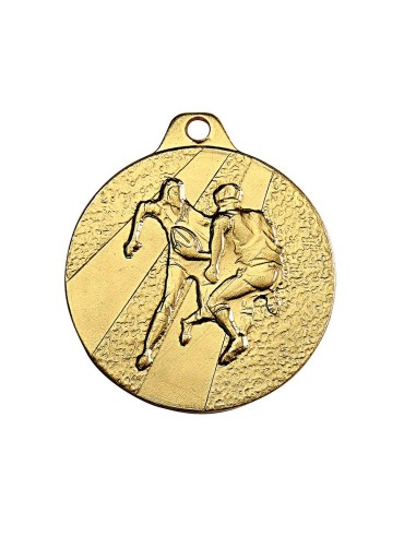 Médaille estampée fer rugby 32mm Or