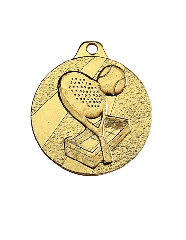 Médaille frappée fer or padel diamètre 32 mm