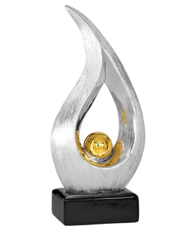 Trophée Céramique Victoire hauteur 34cm. Trophée Design "AMBRE" : Matière du trophée : Céramique - Finition : Argent et Or