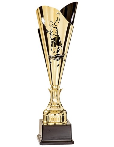 Coupe Badminton Métal hauteur 44cm. Coupe Bicolore "GOLDEN BLACK" : Coupelle Métal - Pied de coupe Synthétique - Base ABS noir