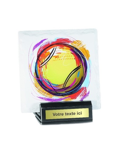 Trophée Couleur "RECTANGLE SERIES" - Dimensions : 11 cm X 13 cm - Matière du trophée : Céramique blanche - Base : Synthétique noir - Finition du motif : Multi-couleurs