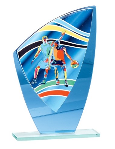 Trophée Couleur "V-SERIES" - Hauteur : 24cm - Matière du trophée : Verre - Base : Verre transparent - Finition : Multi couleurs