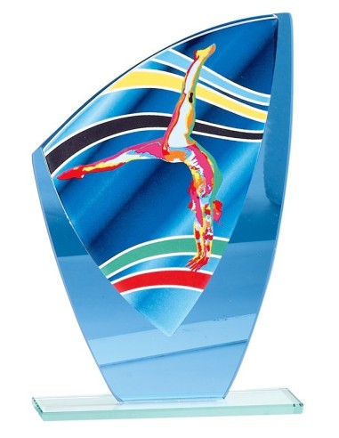 Trophée Couleur "V-SERIES" - Hauteur : 24cm - Matière du trophée : Verre - Base : Verre transparent - Finition : Multi couleurs