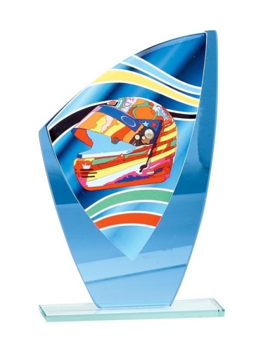 Trophée Couleur "V-SERIES" - Hauteur : 22cm - Matière du trophée : Verre - Base : Verre transparent - Finition : Multi couleurs