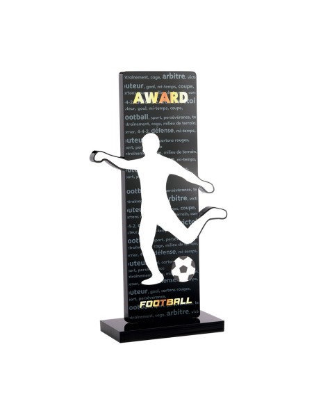 Trophée acrylique personnalisable noir(e) football | Récompense de...