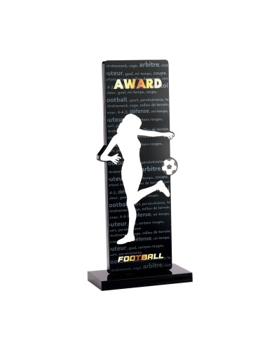 Trophée acrylique personnalisable noir(e) football | Récompense de...