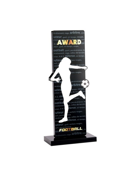 Trophée acrylique personnalisable noir(e) football | Récompense de...