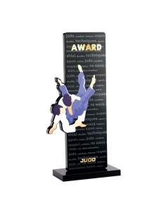 Trophée acrylique personnalisable noir(e) judo | Récompense de Qualité !