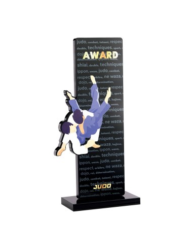 Trophée acrylique personnalisable noir(e) judo | Récompense de Qualité !