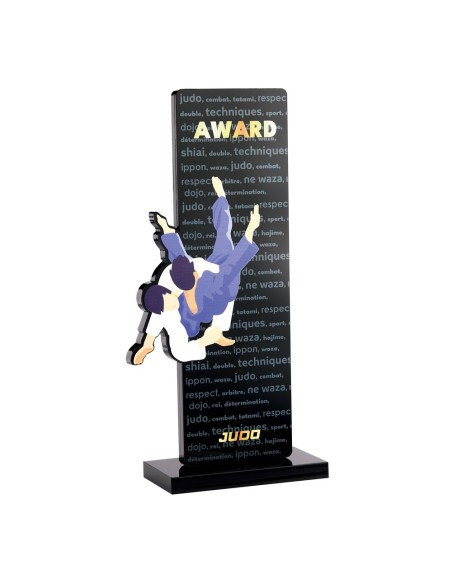 Trophée acrylique personnalisable noir(e) judo | Récompense de Qualité !