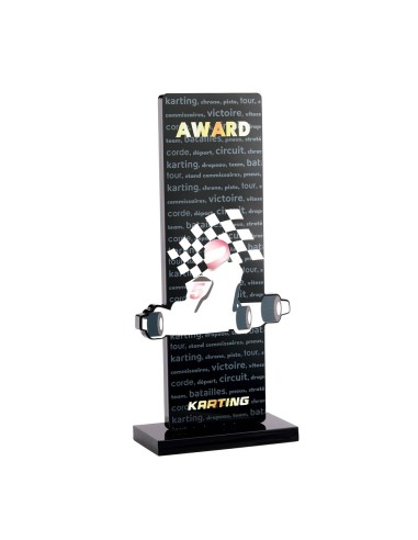 Trophée acrylique personnalisable noir(e) karting | Récompense de Qualité...