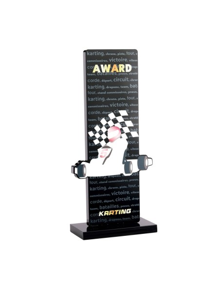 Trophée acrylique personnalisable noir(e) karting | Récompense de Qualité...