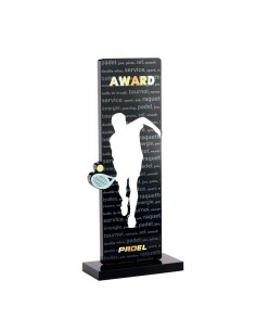 Trophée acrylique personnalisable noir(e) padel | Récompense de Qualité !