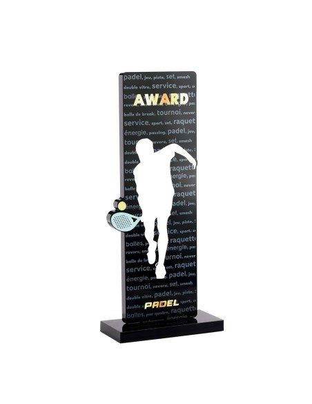 Trophée acrylique personnalisable noir(e) padel | Récompense de Qualité !