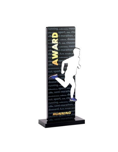 Trophée acrylique personnalisable noir(e) running | Récompense de Qualité...