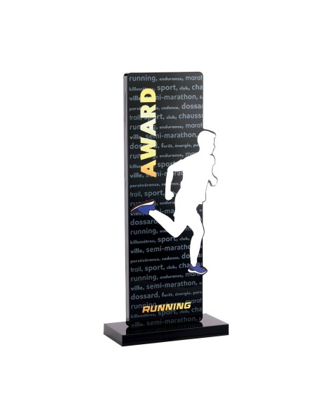 Trophée acrylique personnalisable noir(e) running | Récompense de Qualité...