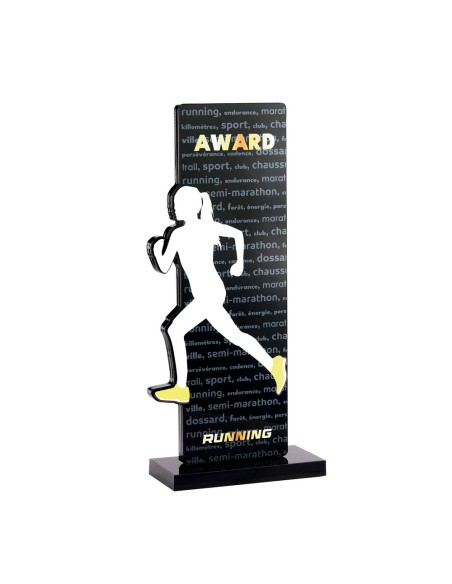 Trophée acrylique personnalisable noir(e) running | Récompense de Qualité...