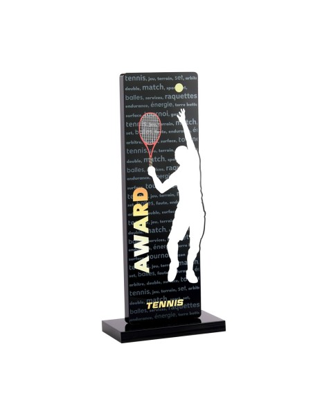 Trophée acrylique personnalisable noir(e) tennis | Récompense de Qualité...