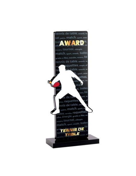 Trophée acrylique personnalisable noir(e) tennis de table | Récompense de...
