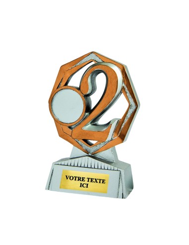 Trophée résine support éco argent/or numéro 2 | Récompense de Qualité !