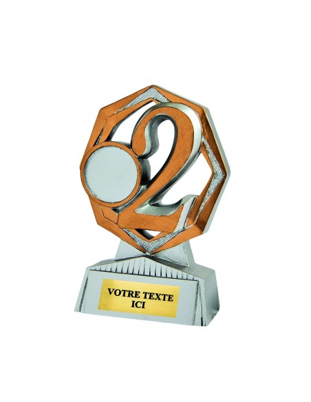 Trophée résine support éco argent/or numéro 2 | Récompense de Qualité !