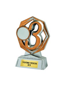 Trophée résine support éco argent/or numéro 3 | Récompense de Qualité !