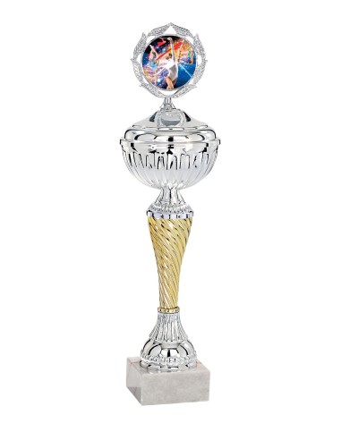 Coupe Économique métal avec couvercle - 27 cm - Argent / Or - Réf FSP-1421WS06C