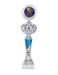 Coupe Économique Métal avec couvercle - 29 cm - Argent / Bleu - Réf FSP-1462WS07C