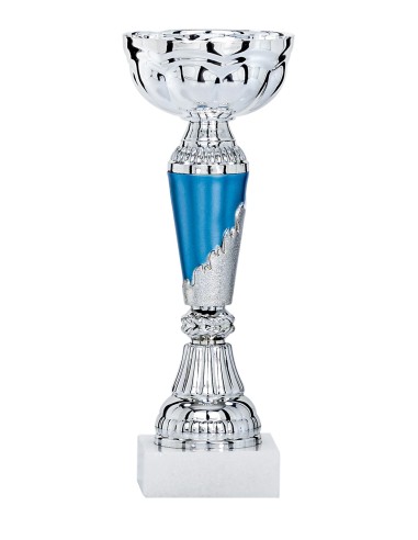 Coupe Économique Métal - 21 cm - Argent / Bleu - Réf FSP-1463