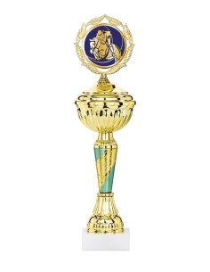 Coupe Économique Métal avec couvercle - 27 cm - Or / Vert - Réf FSP-1471WG06C