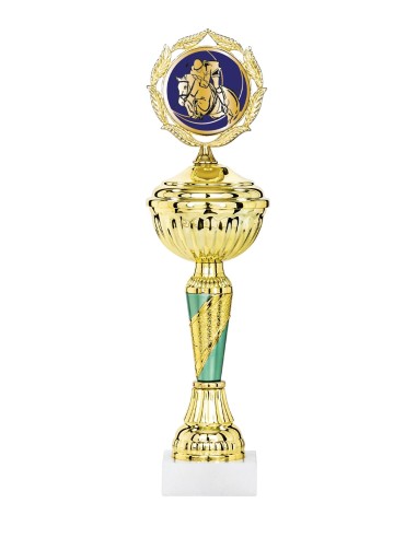 Coupe Économique Métal avec couvercle - 31 cm - Or / Vert - Réf FSP-1473WG08C