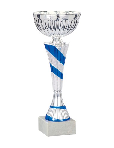 Coupe Économique Métal - 20 cm - Argent / Bleu - Réf FSP-1591