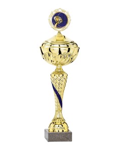 Coupe Économique Métal avec couvercle - 35 cm - Or / Bleu - Réf FSP-1673WG10C