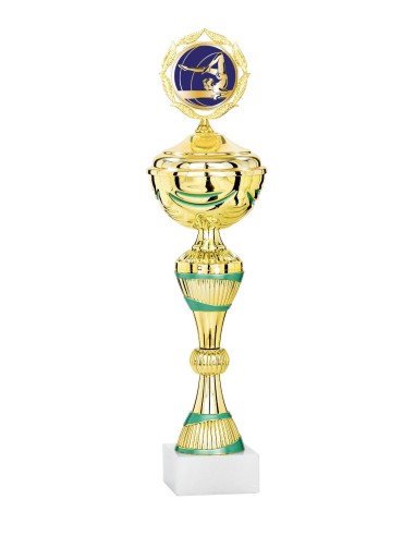 Coupe Économique Métal avec couvercle - 32 cm - Or et Vert - Réf FSP-1761WG08C