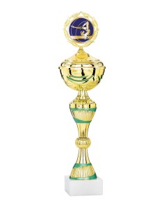 Coupe Économique Métal avec couvercle - 38 cm - Or et Vert - Réf FSP-1763WG10C