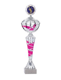 Coupe Économique Métal avec couvercle - 33 cm - Argent / Rose - Réf FSP-2071WS08C