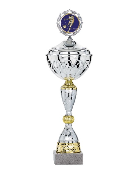 Coupe Économique Métal avec couvercle - 35 cm - Argent / Or - Réf FSP-2102WS10C
