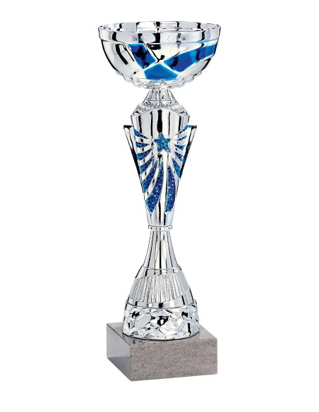 Coupe Économique Métal - 28 cm - Argent / Bleu - Réf FSP-2172