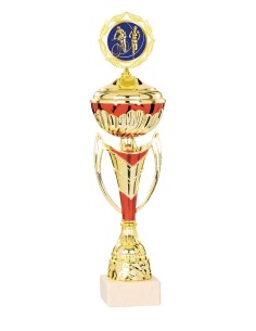 Coupe Économique Métal avec couvercle - 36 cm - Or / Rouge - Réf FSP-2372WG09C