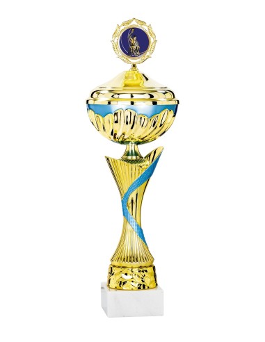 Coupe Économique Métal avec couvercle - 36 cm - Or / Bleu - Réf FSP-2541WG10C