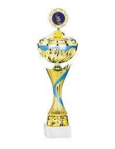 Coupe Économique Métal avec couvercle - 38 cm - Or / Bleu - Réf FSP-2542WG12C