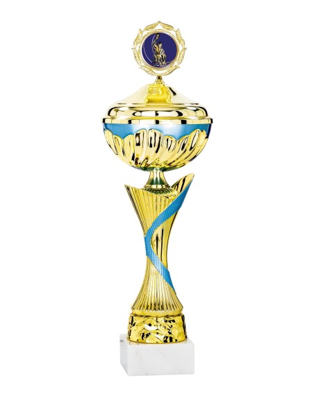 Coupe Économique Métal avec couvercle - 38 cm - Or / Bleu - Réf FSP-2542WG12C