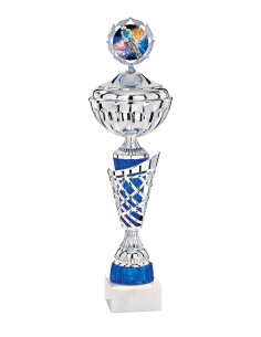 Coupe Économique Métal avec couvercle - 42 cm - Argent / Bleu - Réf FSP-2642WS12C