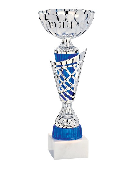 Coupe Économique Métal - 37 cm - Argent / Bleu - Réf FSP-2644