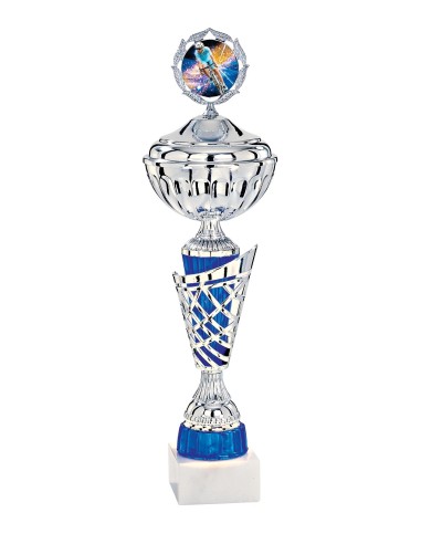 Coupe Économique Métal avec couvercle - 47 cm - Argent / Bleu - Réf FSP-2644WS14C
