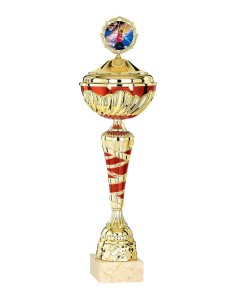 Coupe Économique Métal avec couvercle - 35 cm - Or / Rouge - Réf FSP-2752WG09C