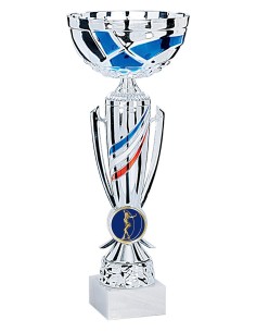 Coupe Personnalisée Métal - 36 cm - Argent / Bleu / Rouge - Réf FSP-2812