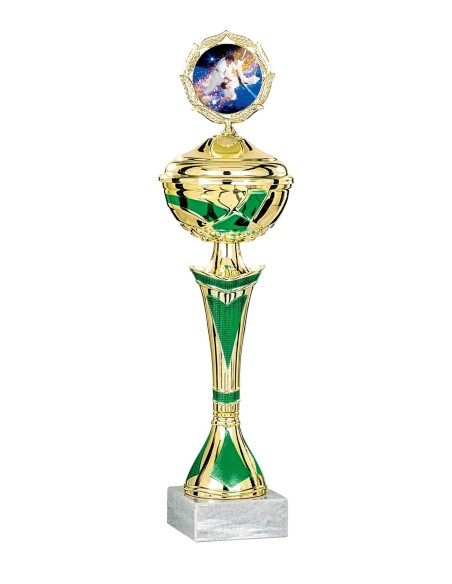 Coupe Économique Métal avec couvercle - 36 cm - Or / Vert - Réf FSP-2862WG09C