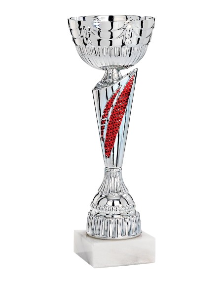 Coupe Économique Métal - 26 cm - Argent / Rouge - Réf FSP-2931