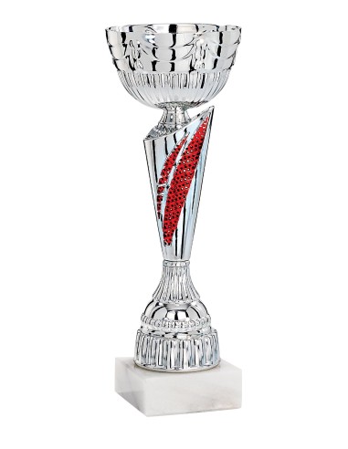 Coupe Économique Métal - 29 cm - Argent / Rouge - Réf FSP-2932